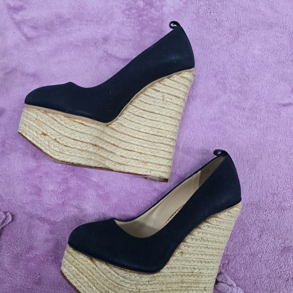 🩷🩷Charlotte Olympia🩷🩷 Black and Natural Wedge Platform Heels